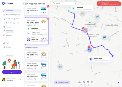 VTLD – Vehicle Trip & Live Tracking figma tracking app ui ux vltd website