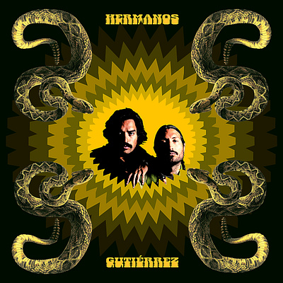Hermanos Gutiérrez (vinyl idea) artwork collage design digital graphic design gutierrez hermanos illustration latin latino music snakes spaguetti type typography vector western