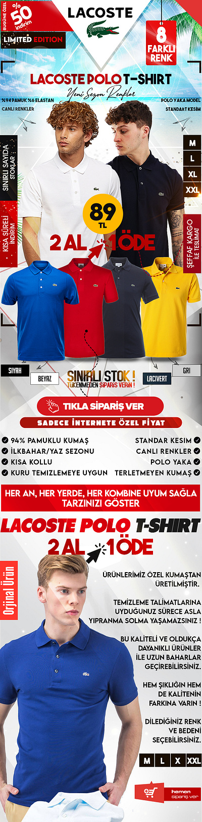 Lacoste Polo T-shirt Landing Page Design branding design graphic design landing page one page web design