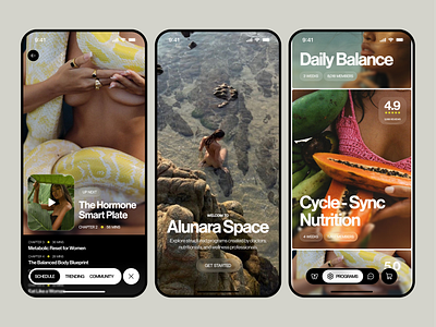 Women’s Wellness Courses App android app interface b2c best app design card ui cources app female app interface ios mental health mobile app mobile ui modern ui mood app product design stress app ui ux visual womens health