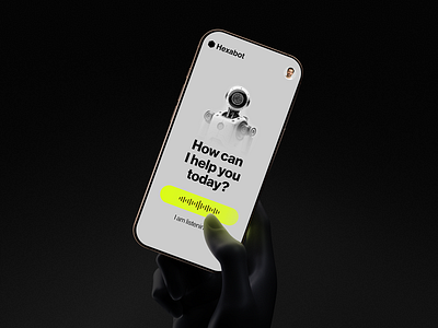 Hexabot UI UX Product Design bold brand design brand visual identity branding clean futuristic hexabot interface logo design logo wordmark logotype mars minimal mobile design modern product design ui uiux design ux wordmark