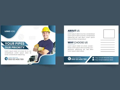 Plumbing Postcard Design design graphic design pirntdesign plumbing portofollio print