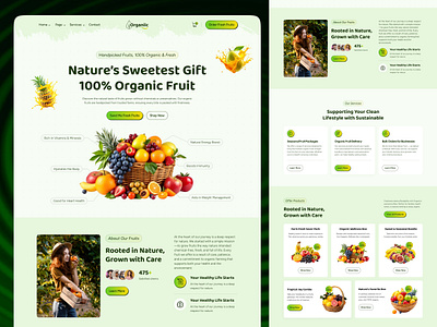Organic Fruits Website Design app branding cattle farm design farm food fruit fruits fruits farm graphic design illustration logo organic organic farm organic fruits organics typography ui ux vector