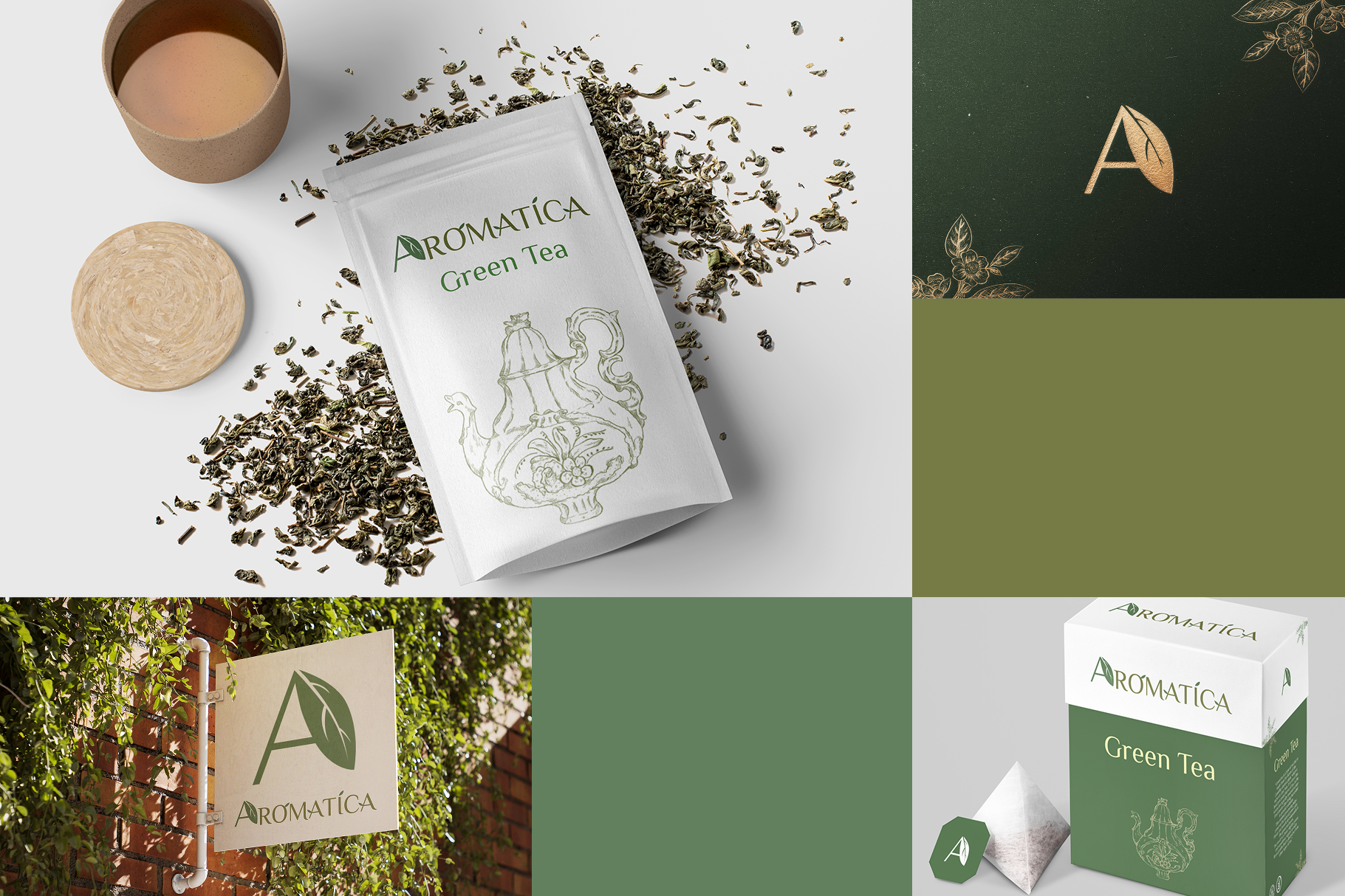 Aromatica - tea shop branding illustration logo logotype natural tea tea logo tea shop