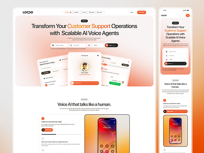 AI Customer Support Website Design ai assistant ai product ai support ai website business tool colorful customer support digital product landing page light mode responsive support web platfrom website design
