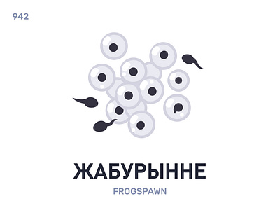 Жабуры́нне / Frogspawn belarus belarusian language daily flat icon illustration vector word