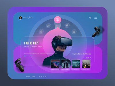 VR UI Design – Oculus Quest Concept appdesign landingpage oculus productdesign redesign saasdesign uiuxdesign userexperience userinterface vr webdesign