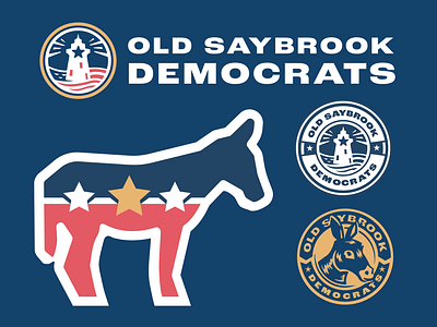 Old Saybrook Democrats - Identity kit badge design branding connecticut donkey graphic design icon identity design illustration lettering logo logo design logo designer logos patch politics print seal washington