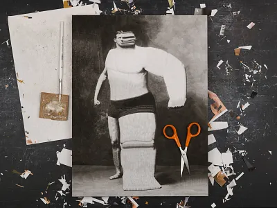 Just a phase I am going through, studio collage distortion dribbble illustration paper paper collage portrait scissors studio