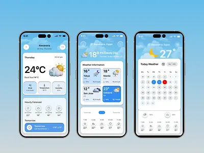Clean & Modern Weather App UI | Daily & Global Forecast calendar ui clean design figma forecast app ios app minimal ui mobile app design weather app weather ui