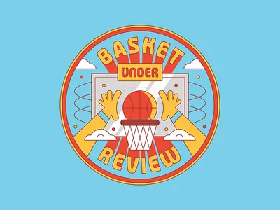 Basket Under Review Logo backboard basket basketball clouds review under