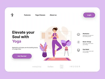 Yoga Meditation Landing Page 🧘‍♀️ banner branding design graphic design herosection illustration landingpage meditation soul typography ui websitedesign yoga yogalandingpage