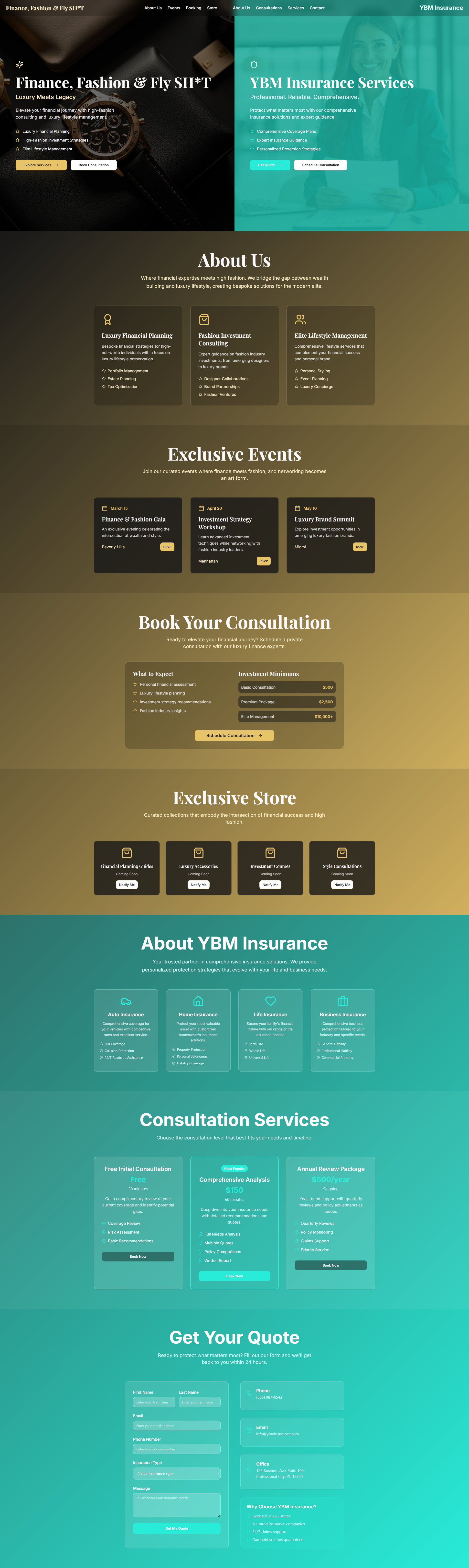 Luxury Finance & Insurance Website Design – Modern UI/UX dribbble