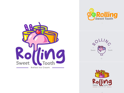 Sweet Curls - Rolled Ice Cream Logo branding design illustration logo