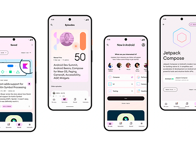 Colorful Media App Design android app app branding app design colorful media content layout interface pattern l interface mobile design playful podcast app typography