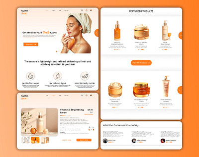 Glow & Go – Modern Skincare E-Commerce UI beautybrand cleandesign cosmetics ecommerce graphic design minimal modernui productpage responsive skincare ui ux webdesign