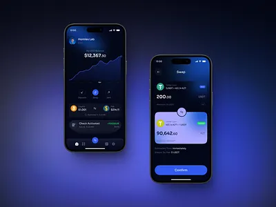 Crypto Wallet App application crypto crypto app crypto wallet cryptocurrency dark mode e wallet exchange homieslab mobile mobile app mobile ui swap wallet