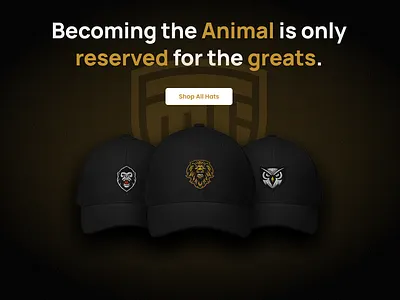 Becoming the animal animal button golf hats landing page ui ux white