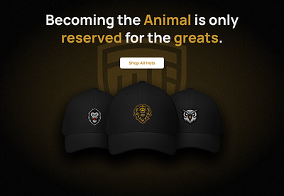 Becoming the animal animal button golf hats landing page ui ux white