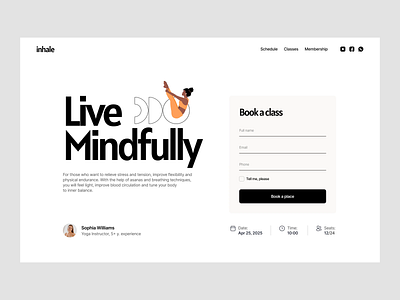 inhale home page animation check form home home page design illustration interaction motion design title typo typography web web design website