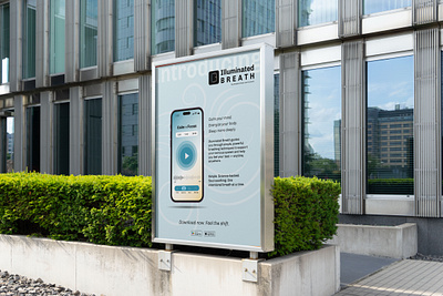 Illuminated Breath App Poster blue branding graphic design illustration poster design print street sign ui vector
