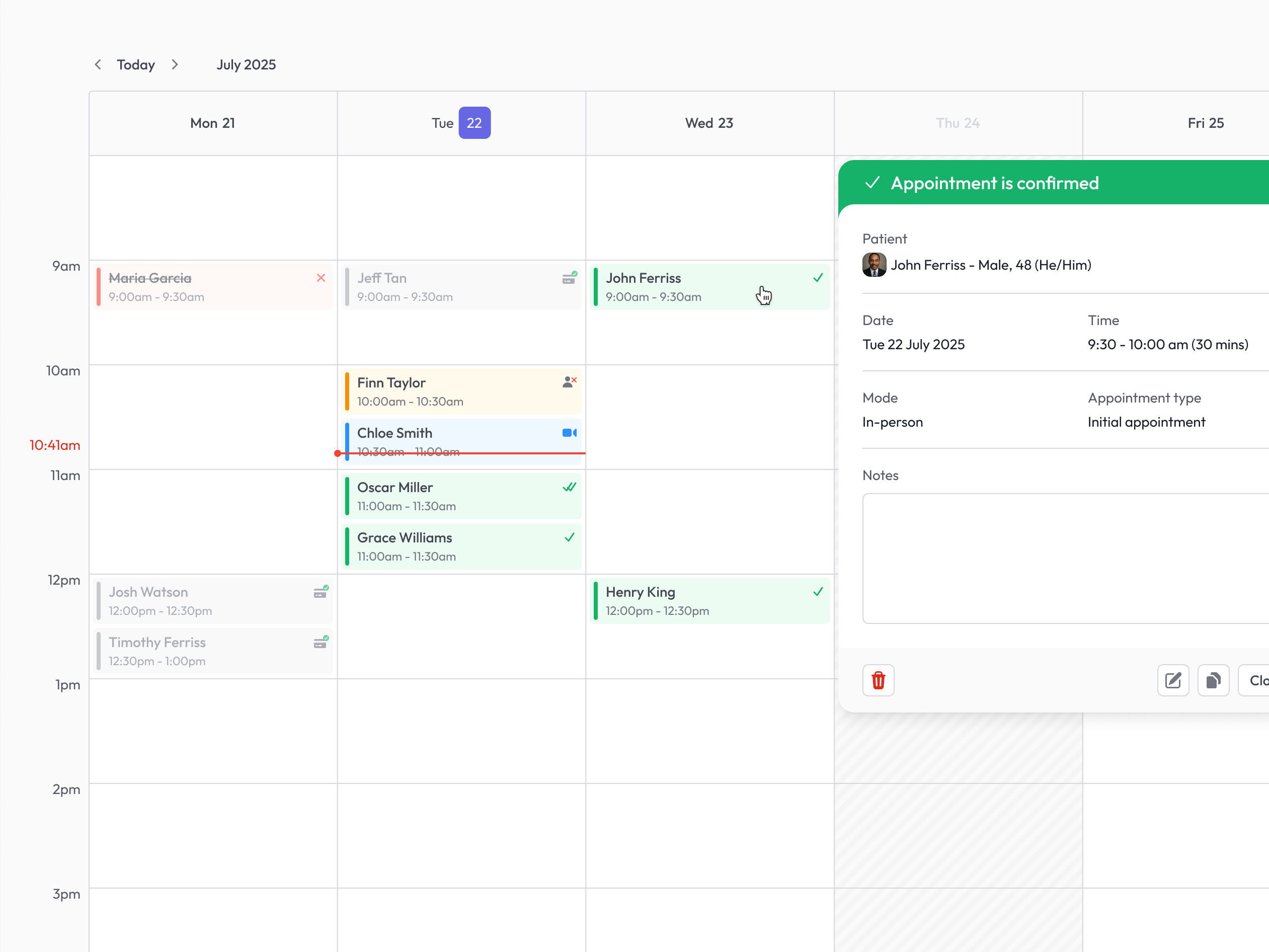 Calendar & appointment scheduling UI