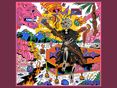 Vibrant Skeleton Mage Psychedelic Design vibrant