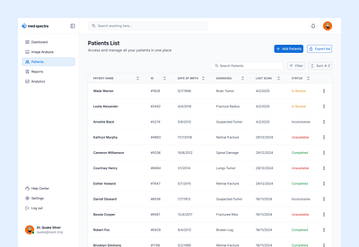 Med spectra 02 - patients ai dashboard medicine medtech ui