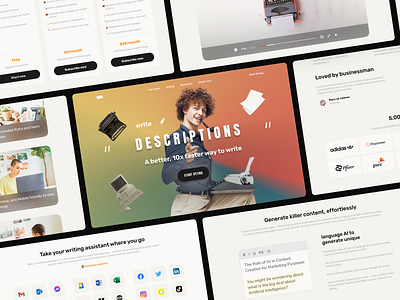 WM - AI-Powered Writing Tools Website ai ai powered artificial intelligence assistant copywriting eps generate grammar landing page modern ps seo service tools ui ux web design website write writing