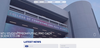 NTU SCDS club website redesign 404 animation app design blue branding inspiration landing page learn minimalistic mobile modern rebrand responsive design school ui user experience ux web design website white