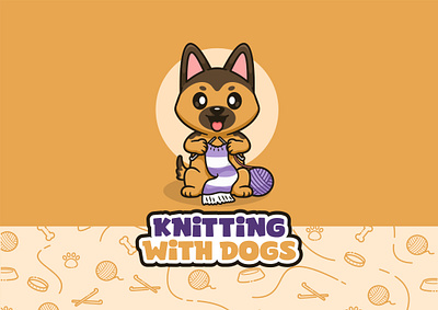 Knitting With Dogs adobe illustrator art branding cute design dog dog illustration graphic design illustration kawaii logo mascot vector