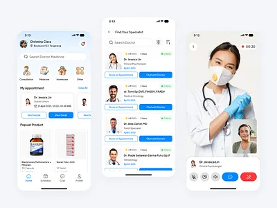 Smart Healthcare App – Book, Chat, Call 3d chat design doctor consultation figma health app health care health tech healthcare medical app mobile app mobile ui online doctor patient care telehealth telemedicine ui uiux ux video