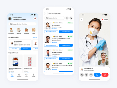 Smart Healthcare App – Book, Chat, Call 3d chat design doctor consultation figma health app health care health tech healthcare medical app mobile app mobile ui online doctor patient care telehealth telemedicine ui uiux ux video