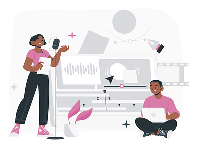 Voice Over and Animation Creative Process animation creative design editing flat flat illustration graphic design illustration motion graphics process vector vector illustration voice over