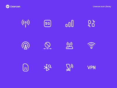 Network & Wifi - Uxercon Icon Library animation connection data design digital electronic figma icon icon design iconography internet logo network technology ui uiux ux uxercon wifi wireless
