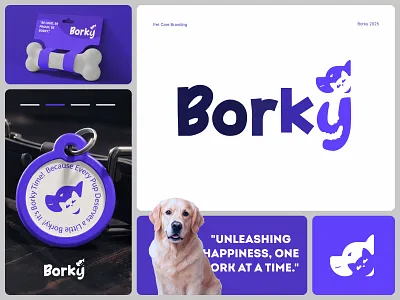 Borky Pet Care and Supplies branding cat dog identity logo logotype mascot pet pet care pet supply playful