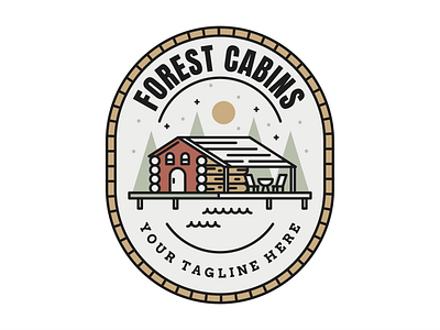 Forest Cabins Badge badge design flat flat illustration forest graphic design illustration staycation travel vector vector illustration
