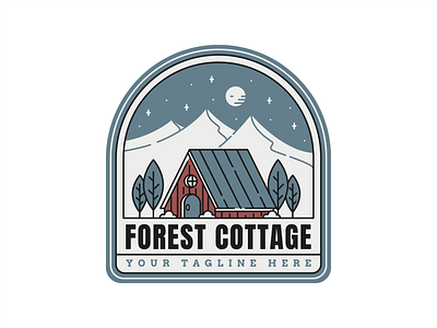 Forest Cottage Label Design design flat flat illustration graphic design illustration nature label vector vector illustration
