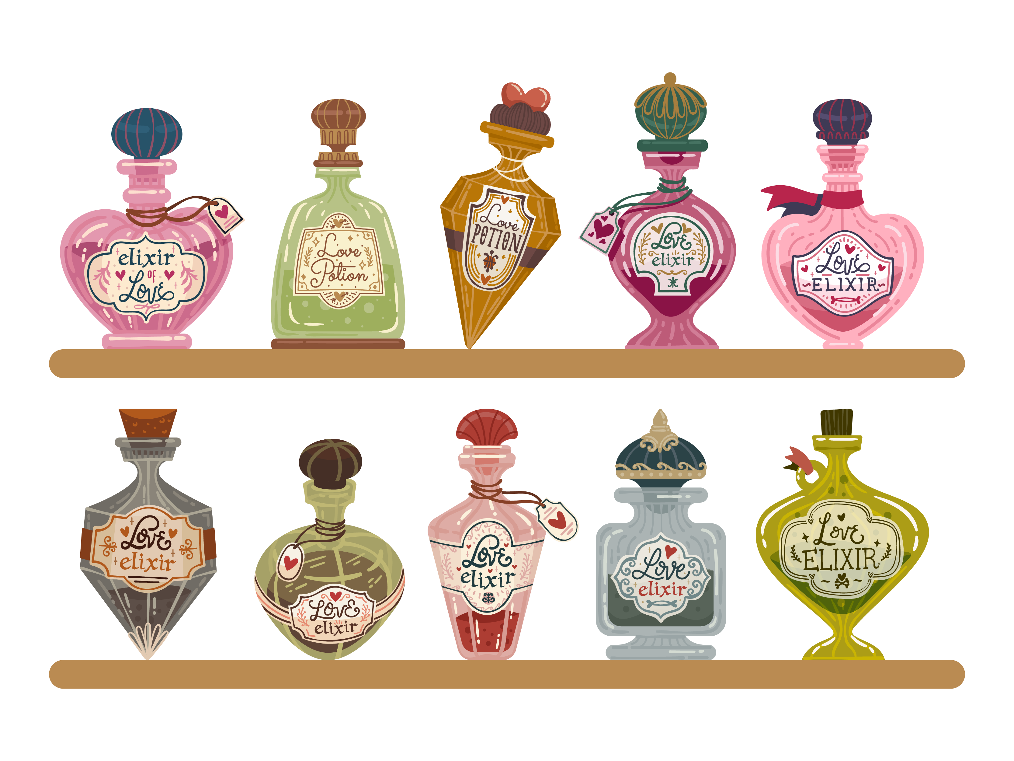 Love Elixir Bottle Series design flat flat illustration graphic design illustration vector vector illustration vintage vector