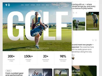 Fielder - Golf Community Landing Page clean fitness golf green homepage landing page modern outdoor sports ui ux web design website
