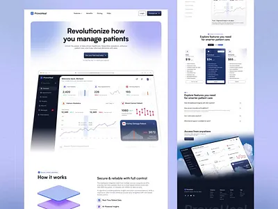 Patient Management SaaS Landing Page | ProvoHeal animation design focotik healthcare hero section landing page landing page animation landing page design landing page ui layout management medical record minimal patient management saas dashboard saas website ui ui design website