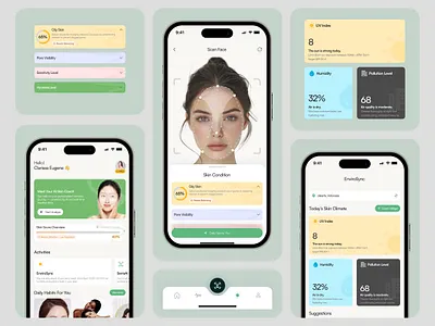 Serra - AI Powered Skincare Scan & Insights Mobile App Design ai ai app ai mobile app app application clean colorful elegant mobile mobile app mobile app design mobile app ui modern product design skincare smart app startup ui web design widget