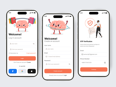Login Page - Brain training Application change password create account design forgot password log in log out login login design login form login page login screen mobile app register registration reset password signin signup sing in sing up website design