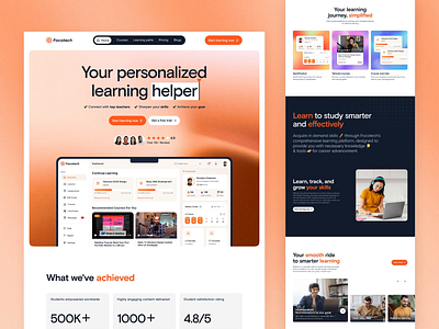 Landing Page for E-Learning SaaS dashboard design dashboard ui design digital education e learning edtech education web design educational dashboard educational website focotik learning platform motion graphics online education online learning ui ui design ui ux design web application web design website design