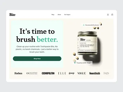 Bite Website Redesign – Hero Section | Responsive interface product redesign service startup ui ux web