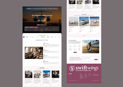 Swiftwings- Landing Page Redesign herosection landingpage privatejet travelui ui ux webapp