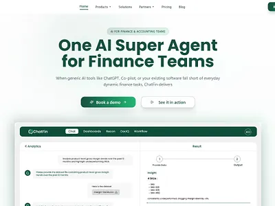 Finance AI platform landing page design ai finance webpage