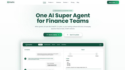 Finance AI platform landing page design ai finance webpage