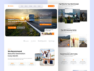 Travel Agency Landing page adventure agency book booking website clean clean design destination holiday homepage landing page modern nature steps tour travel agency travel agent travel landing page design travel package travellers web design