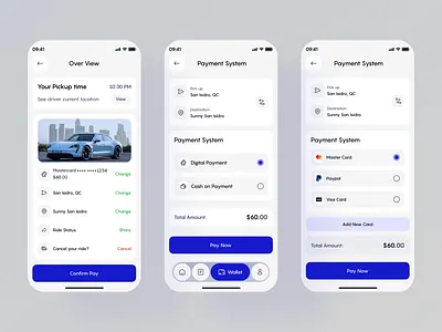 Modern Payment Screen UI - Taxi Booking App app design cardpayment checkout credit card digital wallet ui dribbbledesign fintech app design in app payment interface ios mobile app modern checkout flow modernui online payment app ui payment paymentmethodscreen paymentpageui paymentui taxi app taxi booking uber app